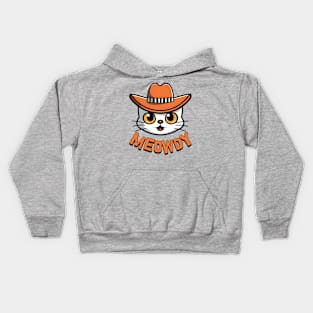 Meowdy! Cute Cowboy Cat Cartoon Kids Hoodie